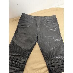 Balmain Jeans Mens SIZE 30 Black Biker Skinny Moto Ankle Zip BALURT Denim